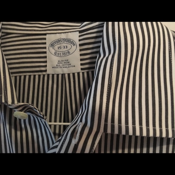 B&W Striped Brooks Brothers Dress Shirt - Picture 2 of 2